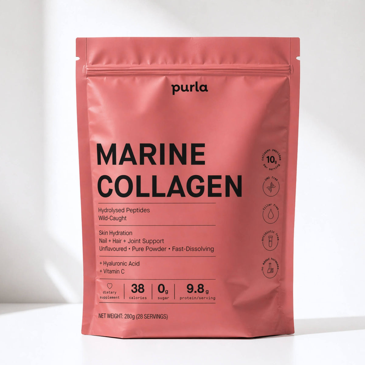 Hydrolysed Marine Collagen Peptides, Wild-Caught, Unflavored - 280g